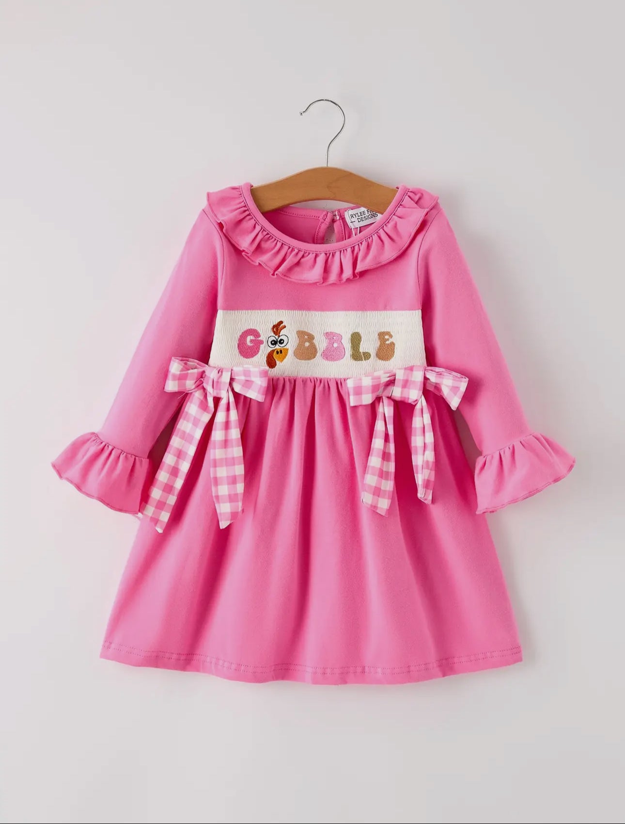 Thanksgiving “Gobble” Smocked Embroidered Dress