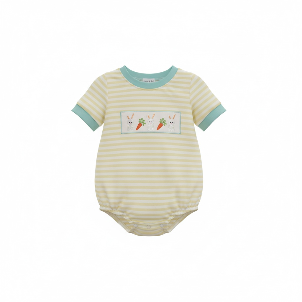 Boys Yellow Striped Bunny Romper