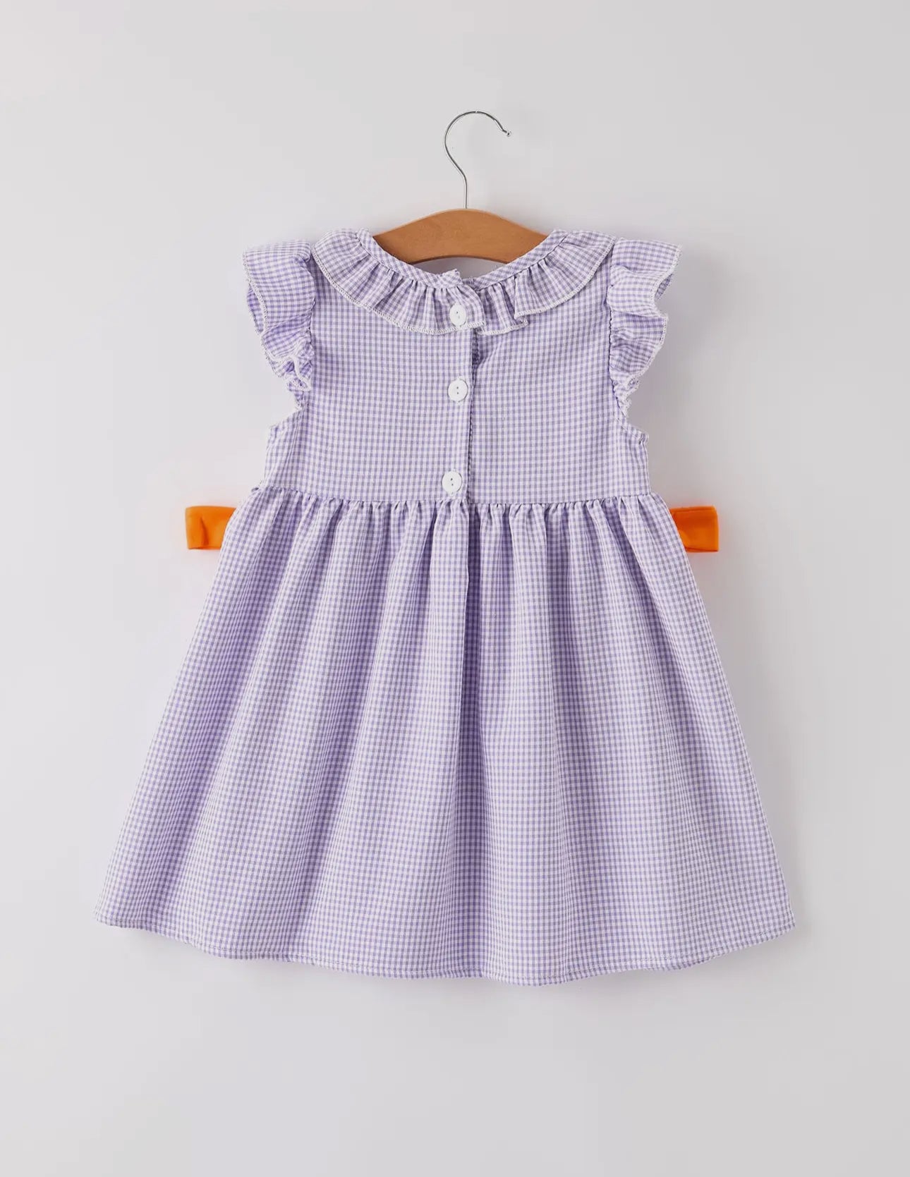 Halloween Purple Balloon Pumpkin Cat Smock Embroidery Dress