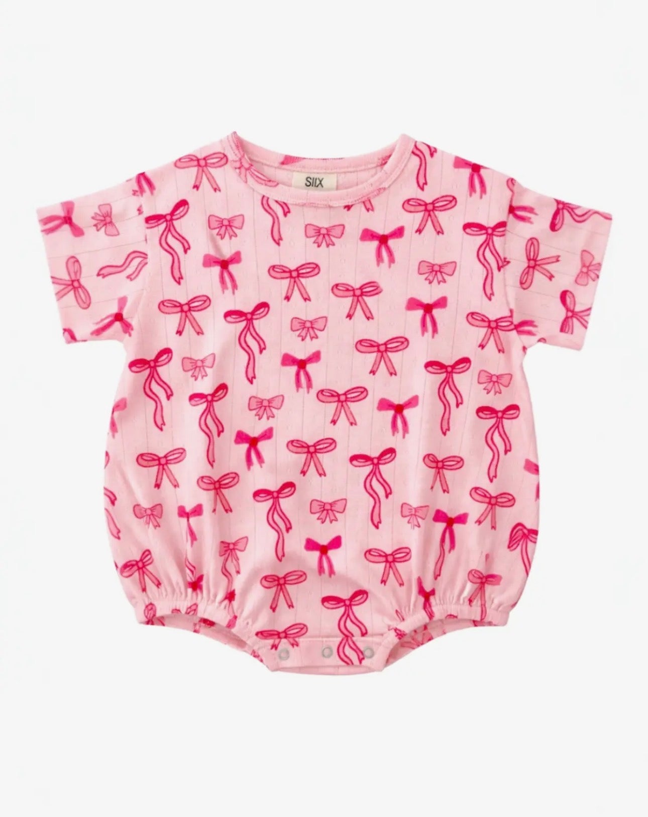 Pink Bow Organic Pointelle TShirt Bubble