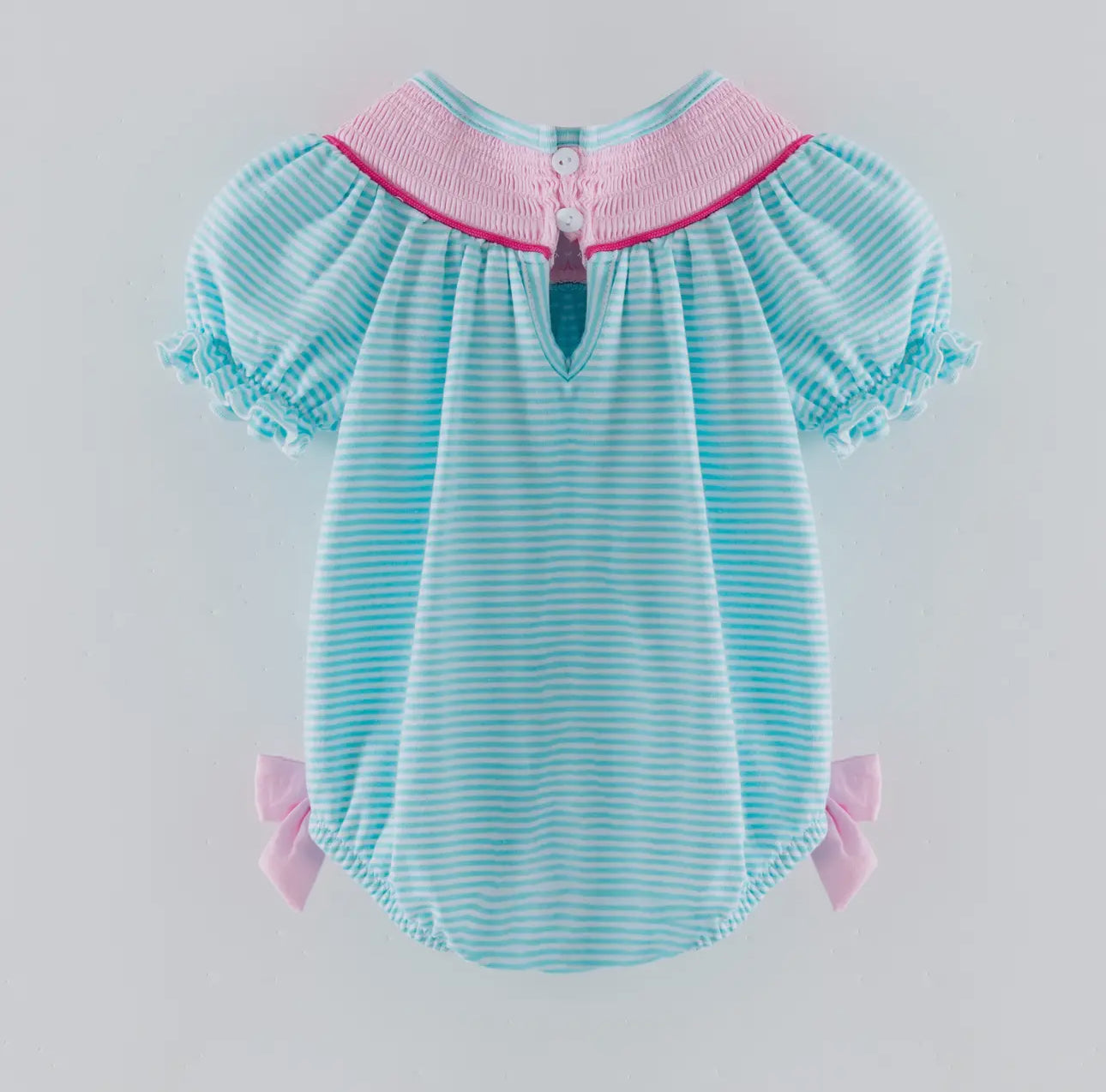 Baby Girls Classic Smocked Embroidered Bow Bubble