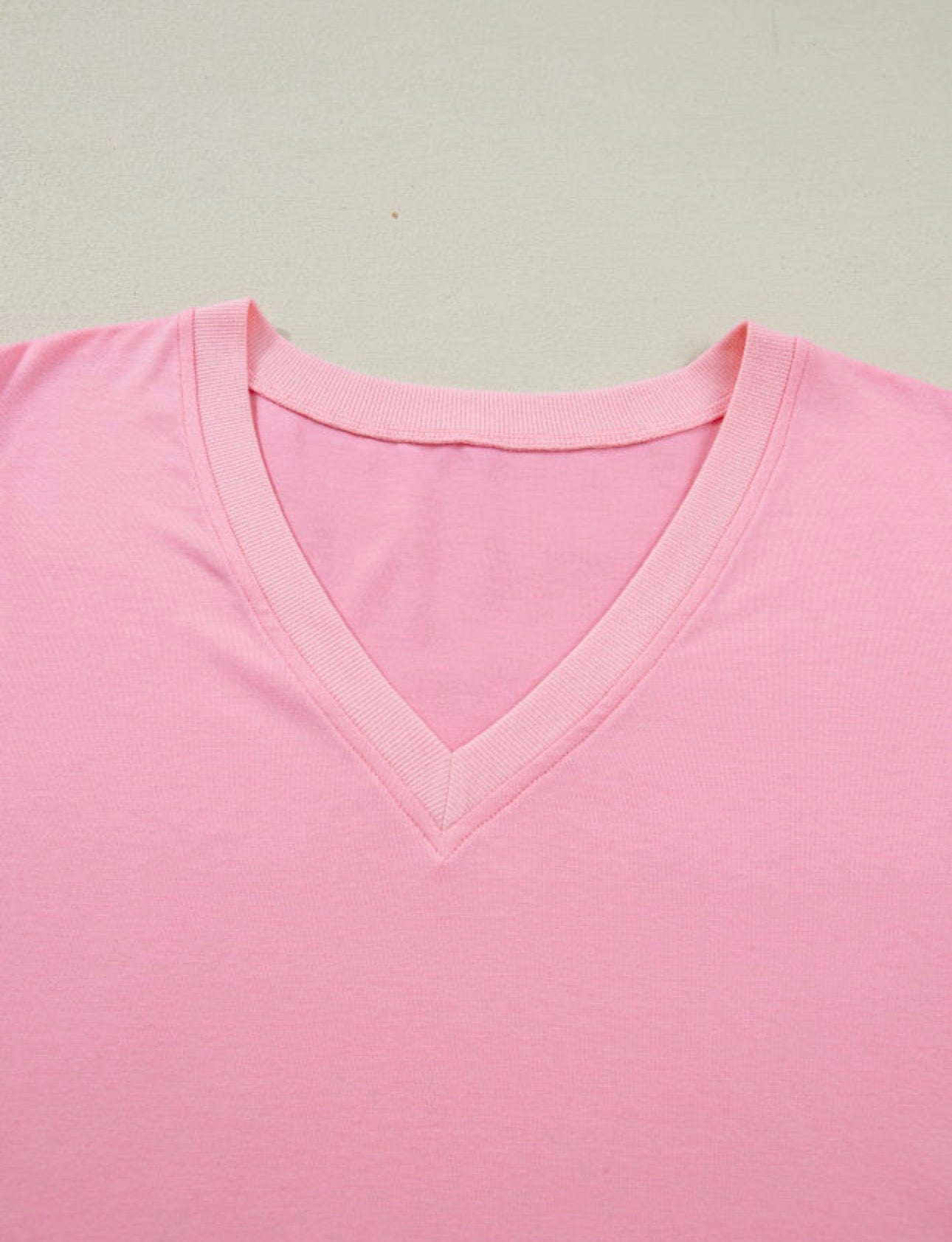 Bonbon V Neck Pleated Short Puff Sleeve Plus Size Blouse