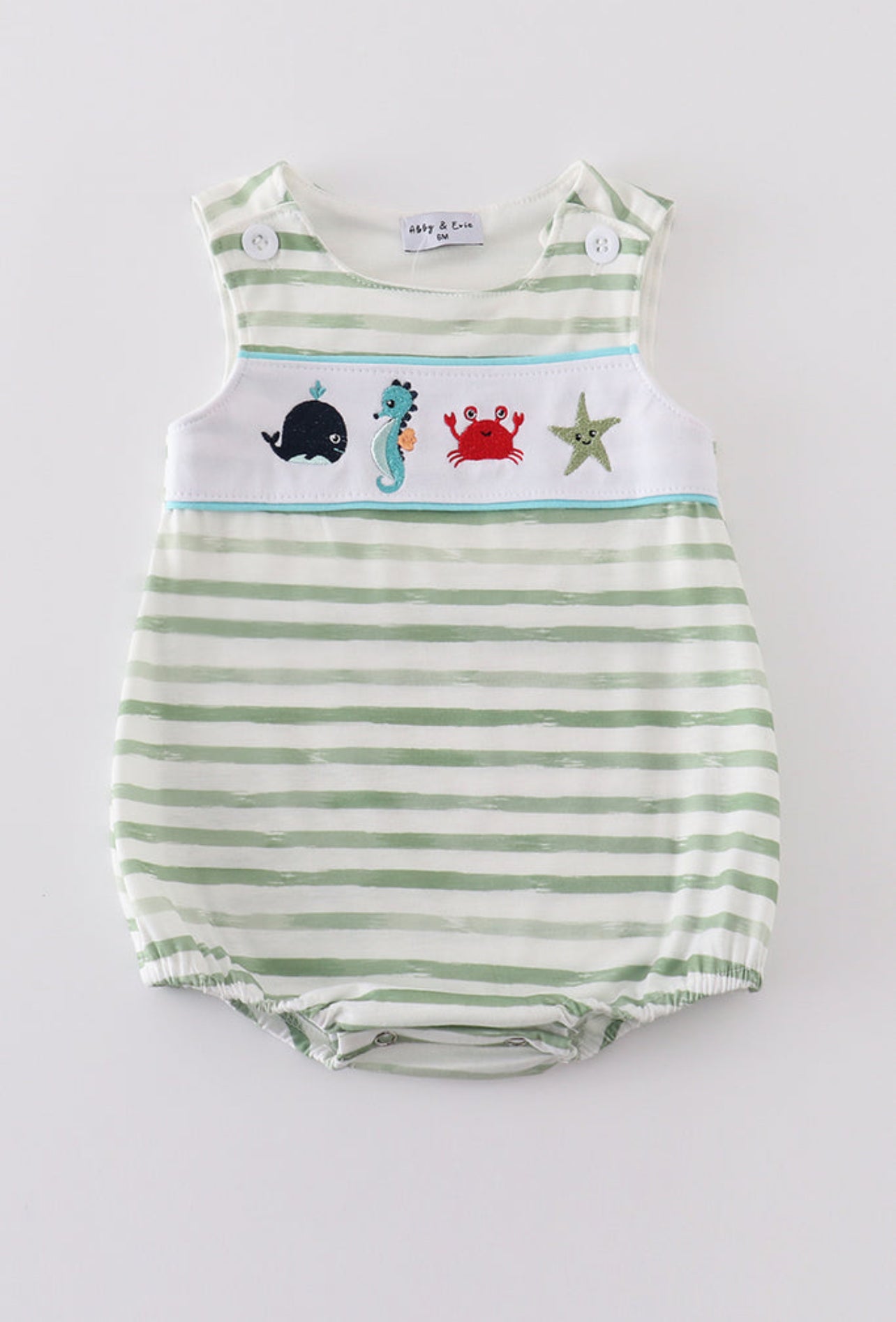 Green striped embroidered marine life bubble