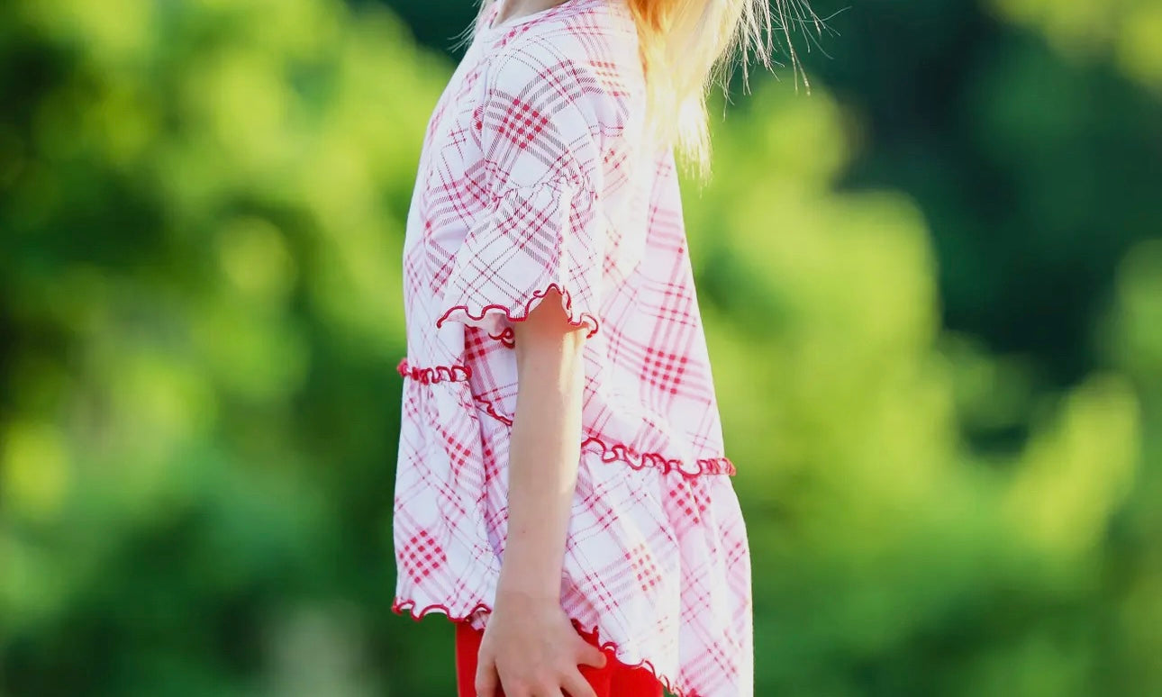 Red Plaid Ruffle Shirt