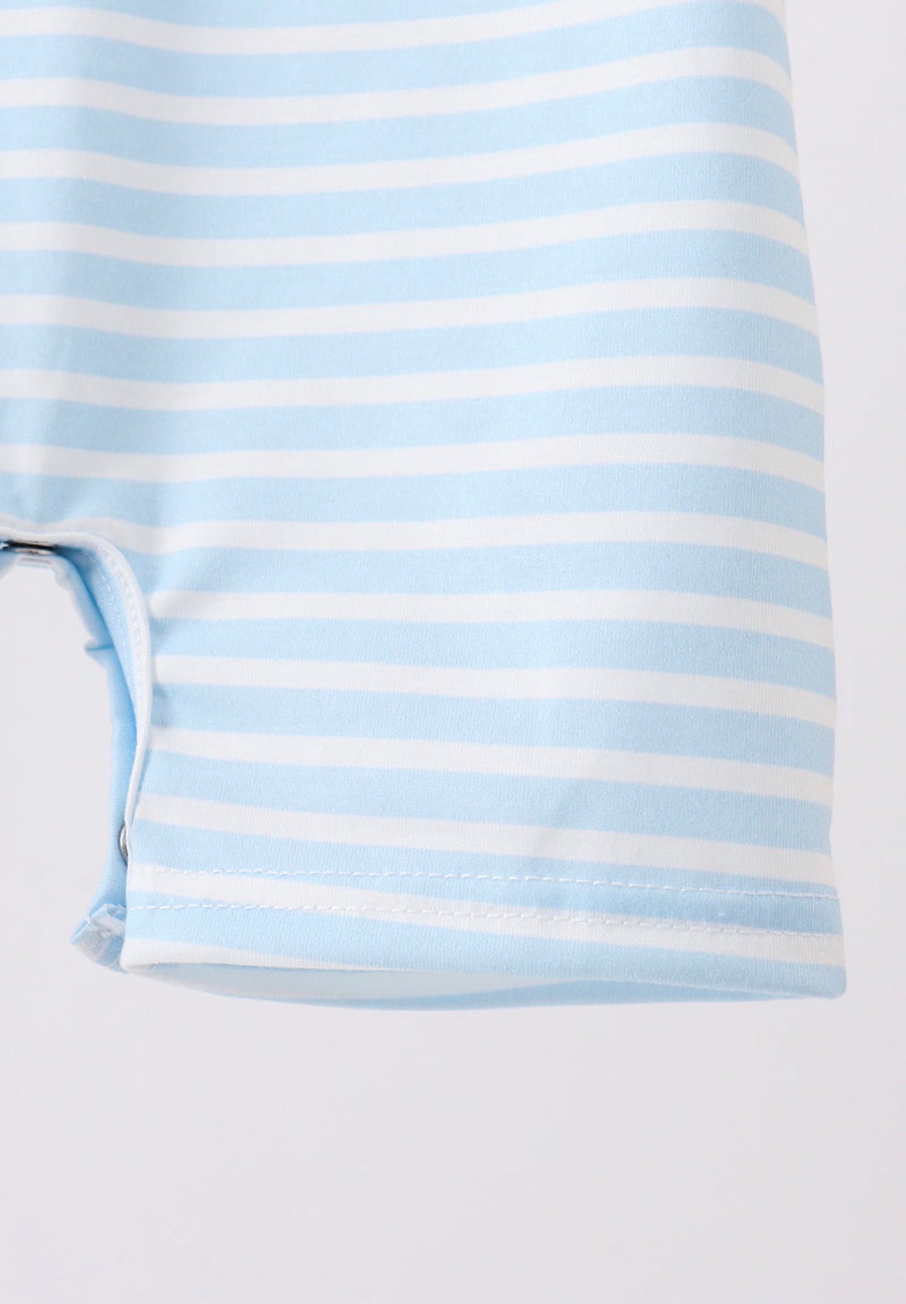 Blue Puppy Ball Embroidered Striped Romper