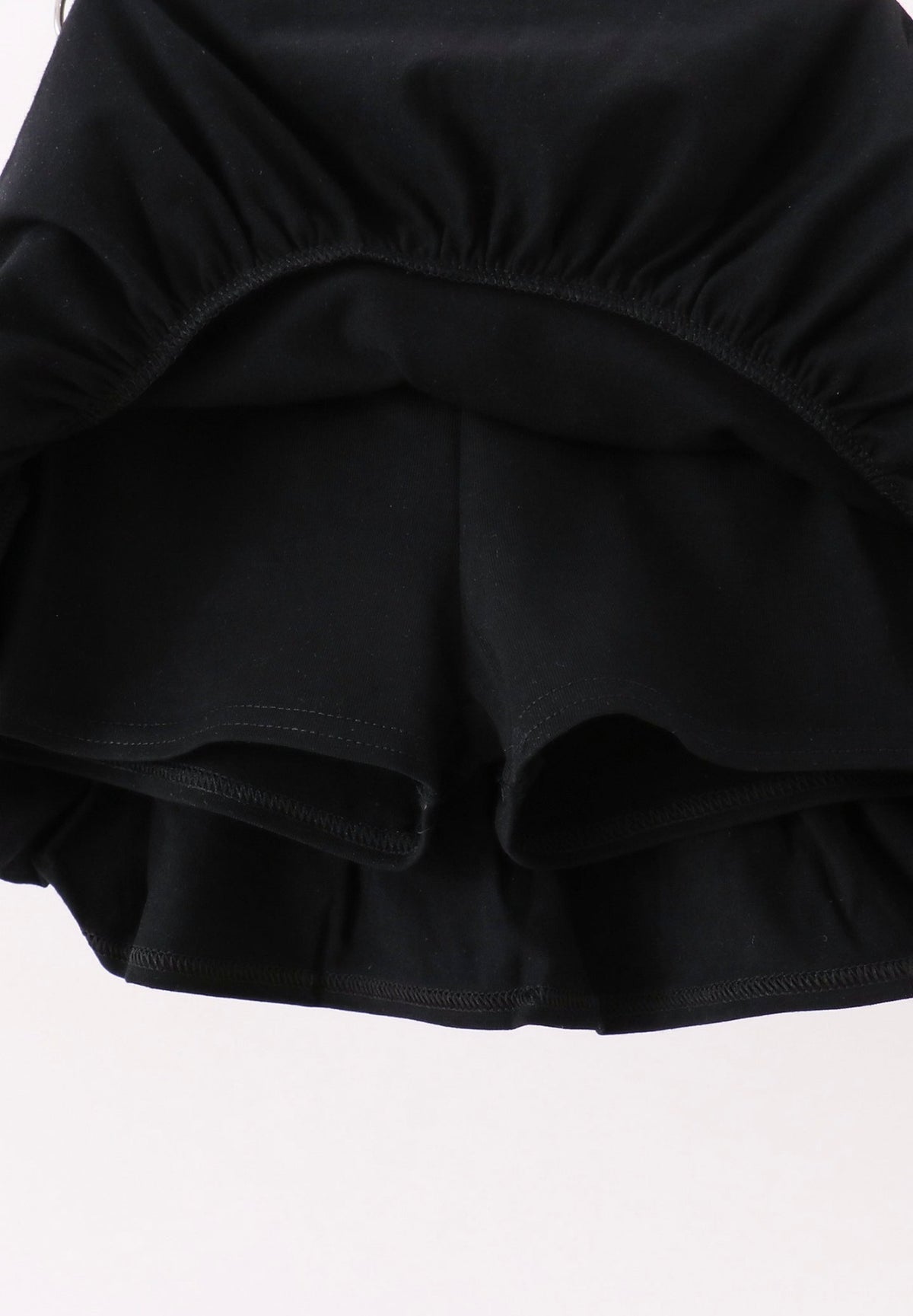 Pink Ghost Embroidered Ruffle Skort Set