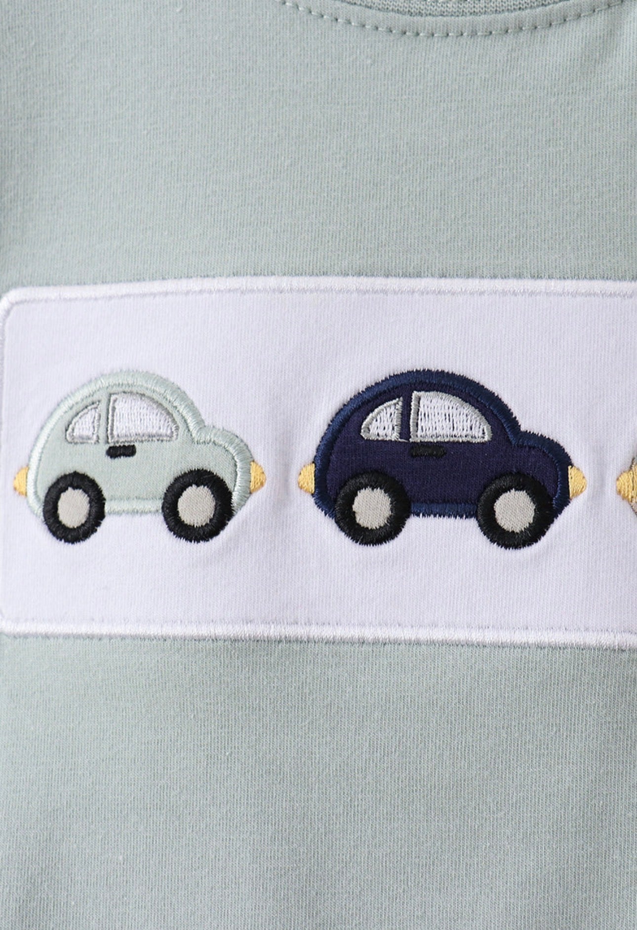 Green Vehicle Embroidered Top