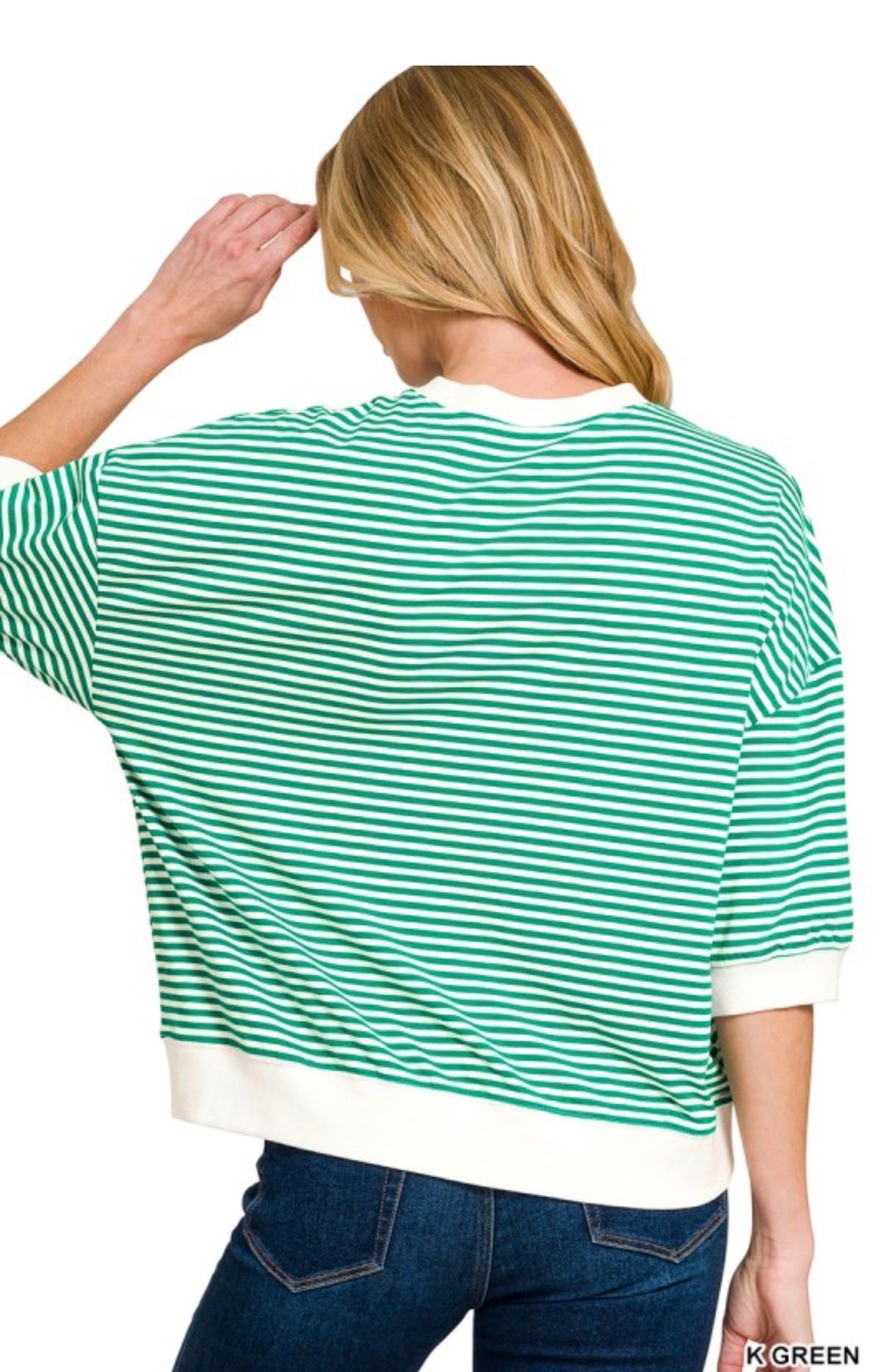 Zenana Striped Contrast Trim Banded Top