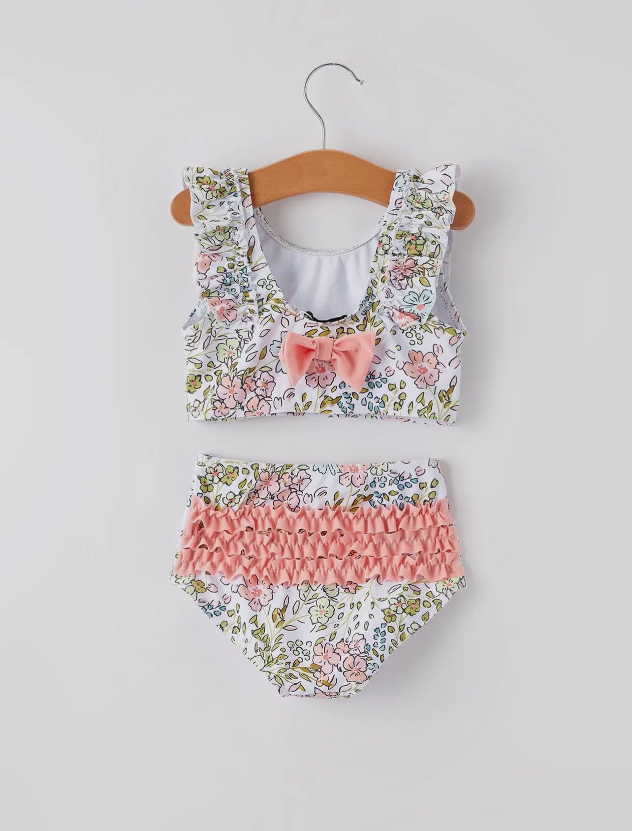 Pink floral girls swimsuit