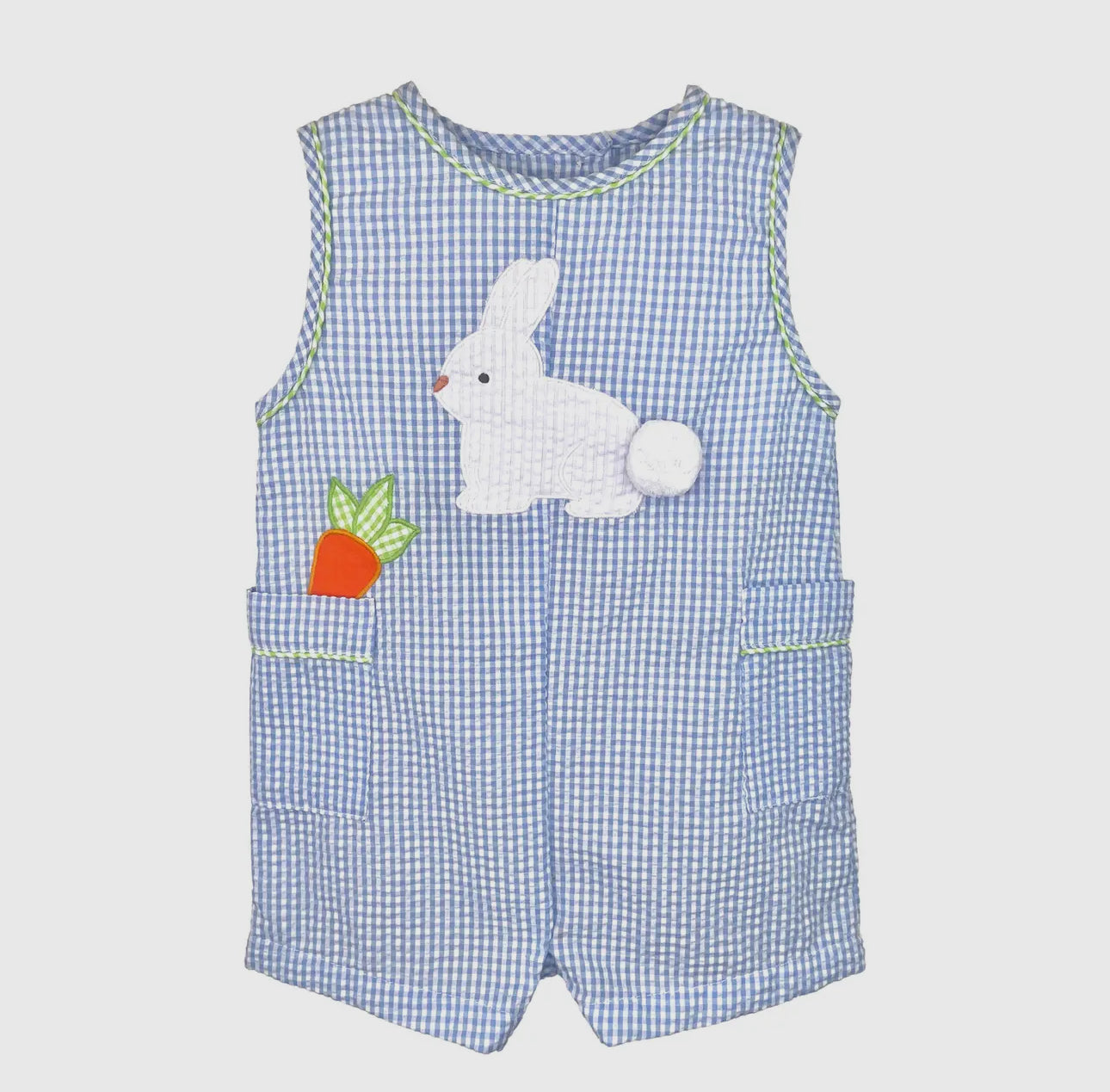 Boys Sunsuit w/Bunny Appliqué & Carrot Pockets