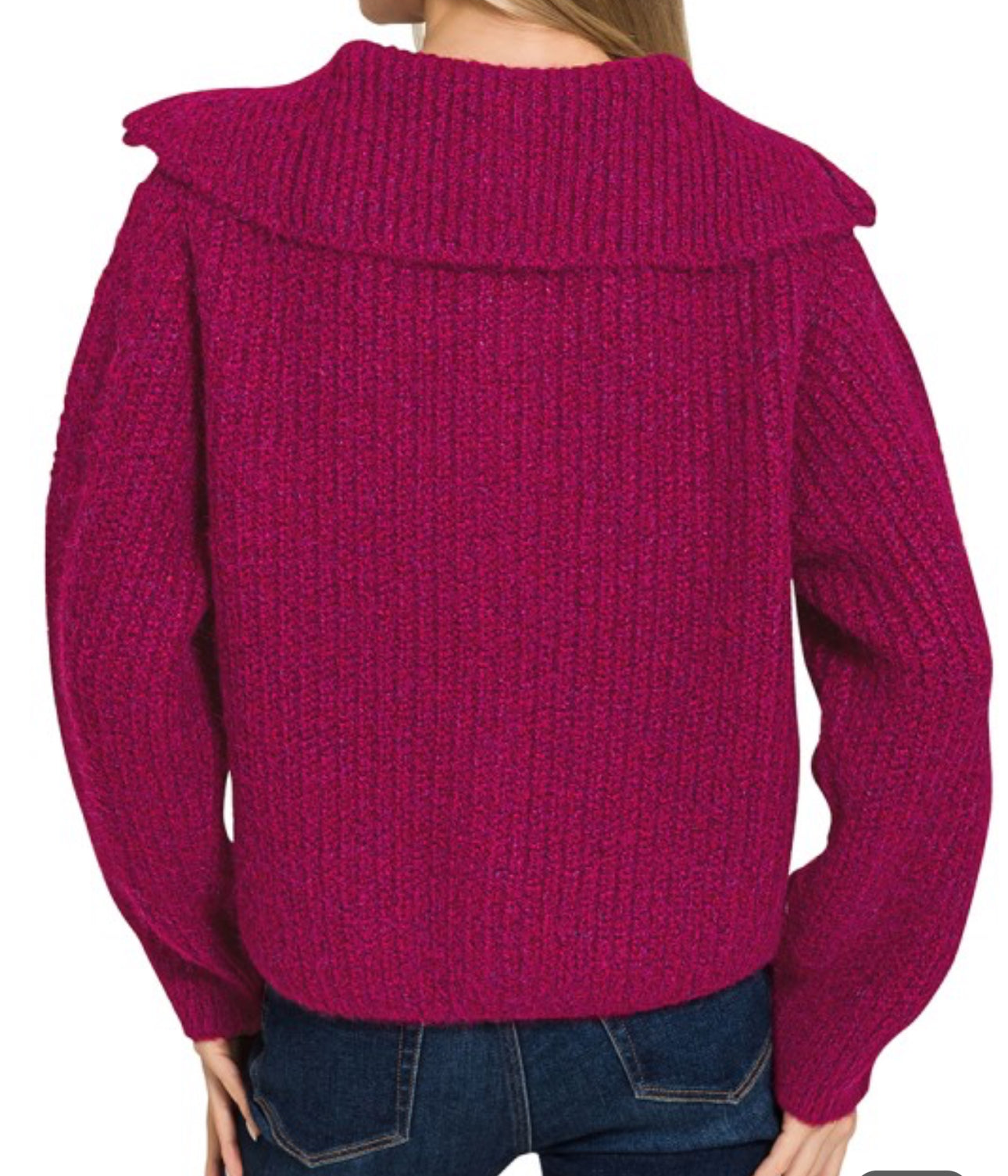 Zenana High Neck Full Zip Sweater