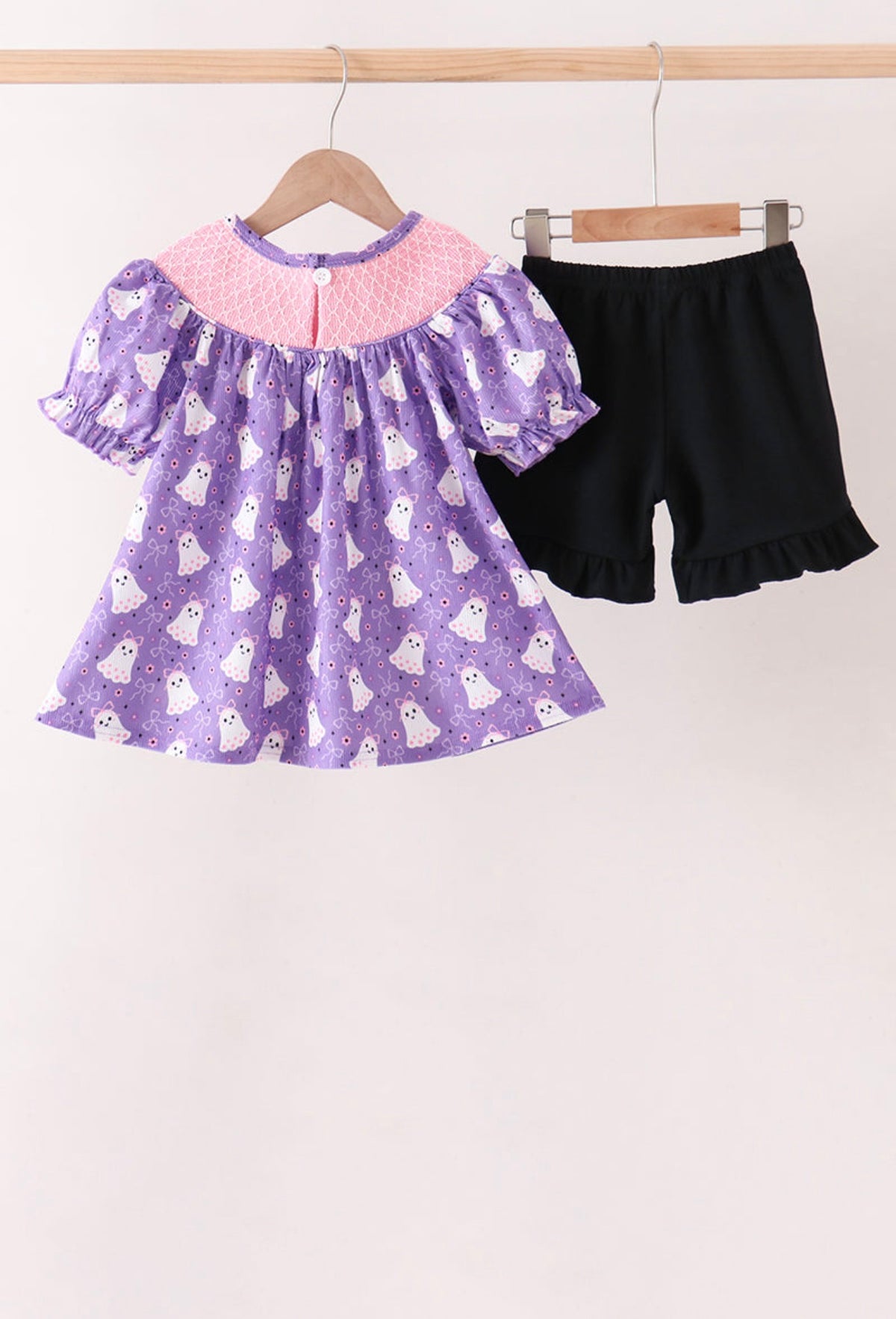 Purple Spooky Smocked Ruffle Set