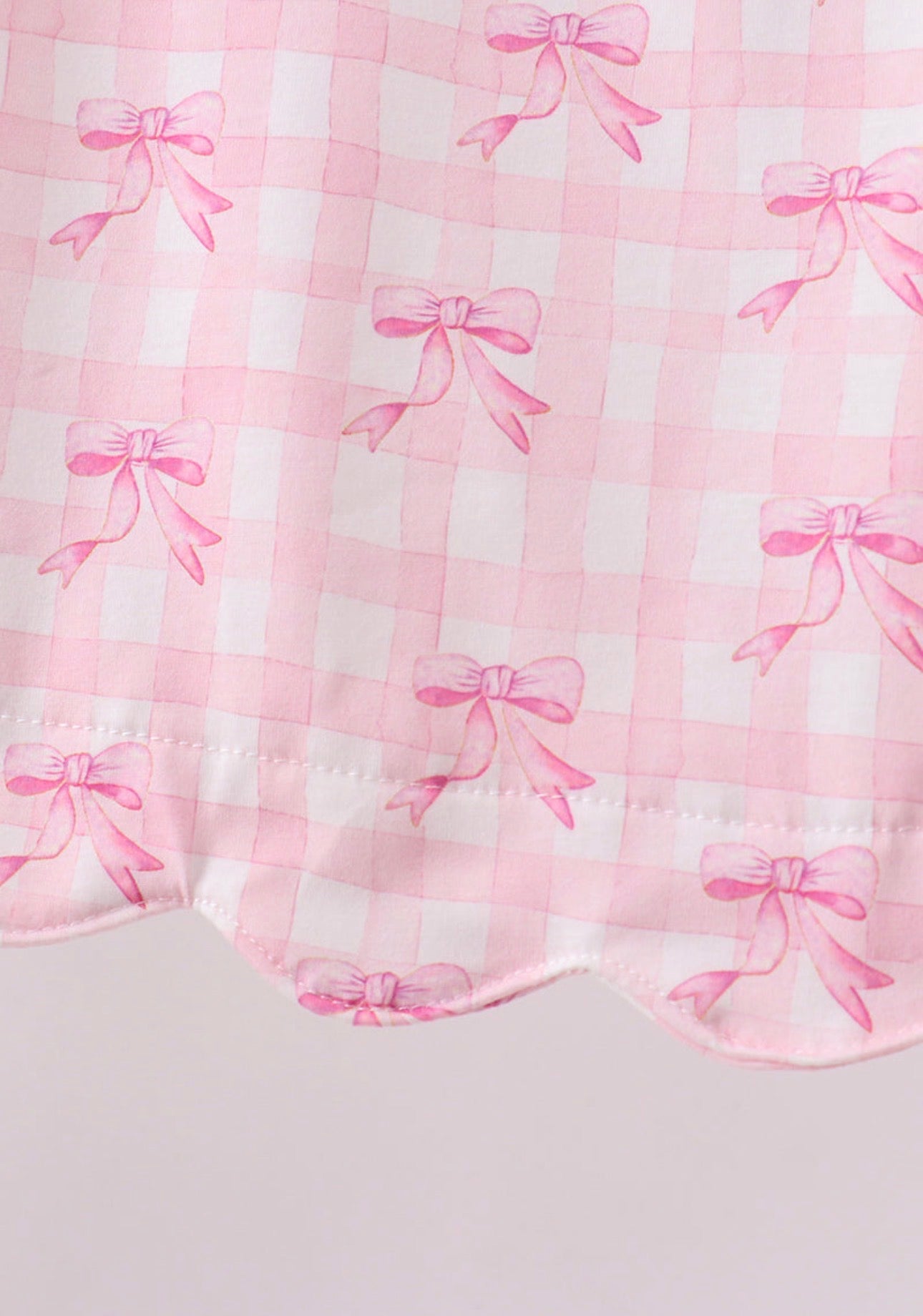 Pink Bow Print Scalloped Bloomer Set