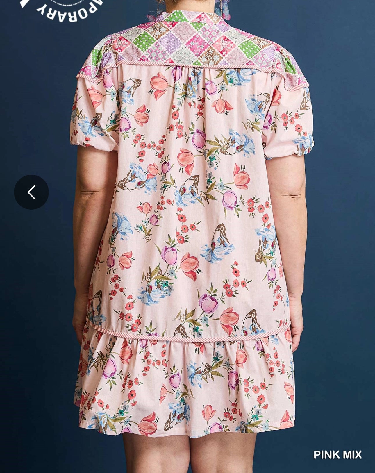 UMGEE Floral Patchwork Babydoll Dress Pink Mix