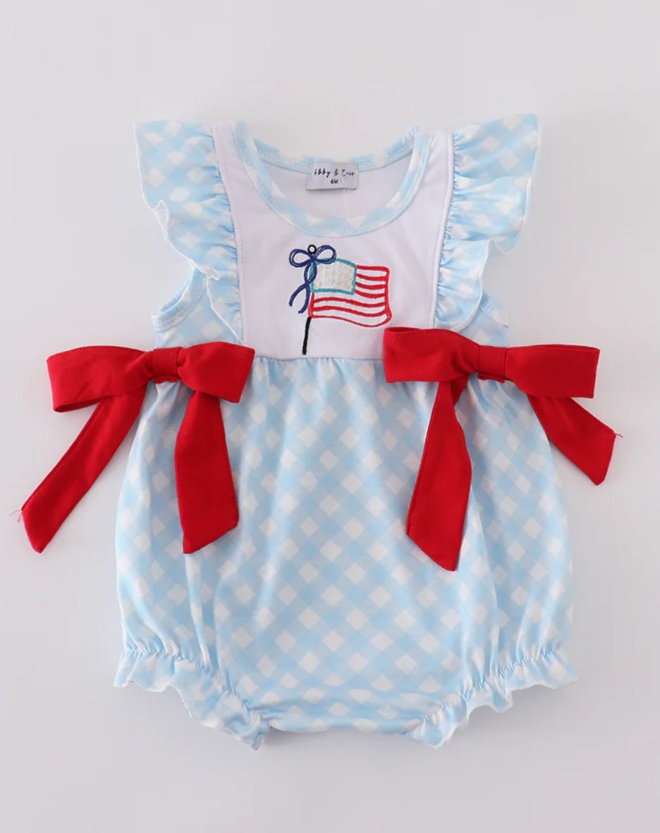 Gingham Embroidered Flag Bubble