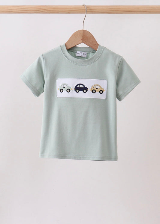 Green Vehicle Embroidered Top