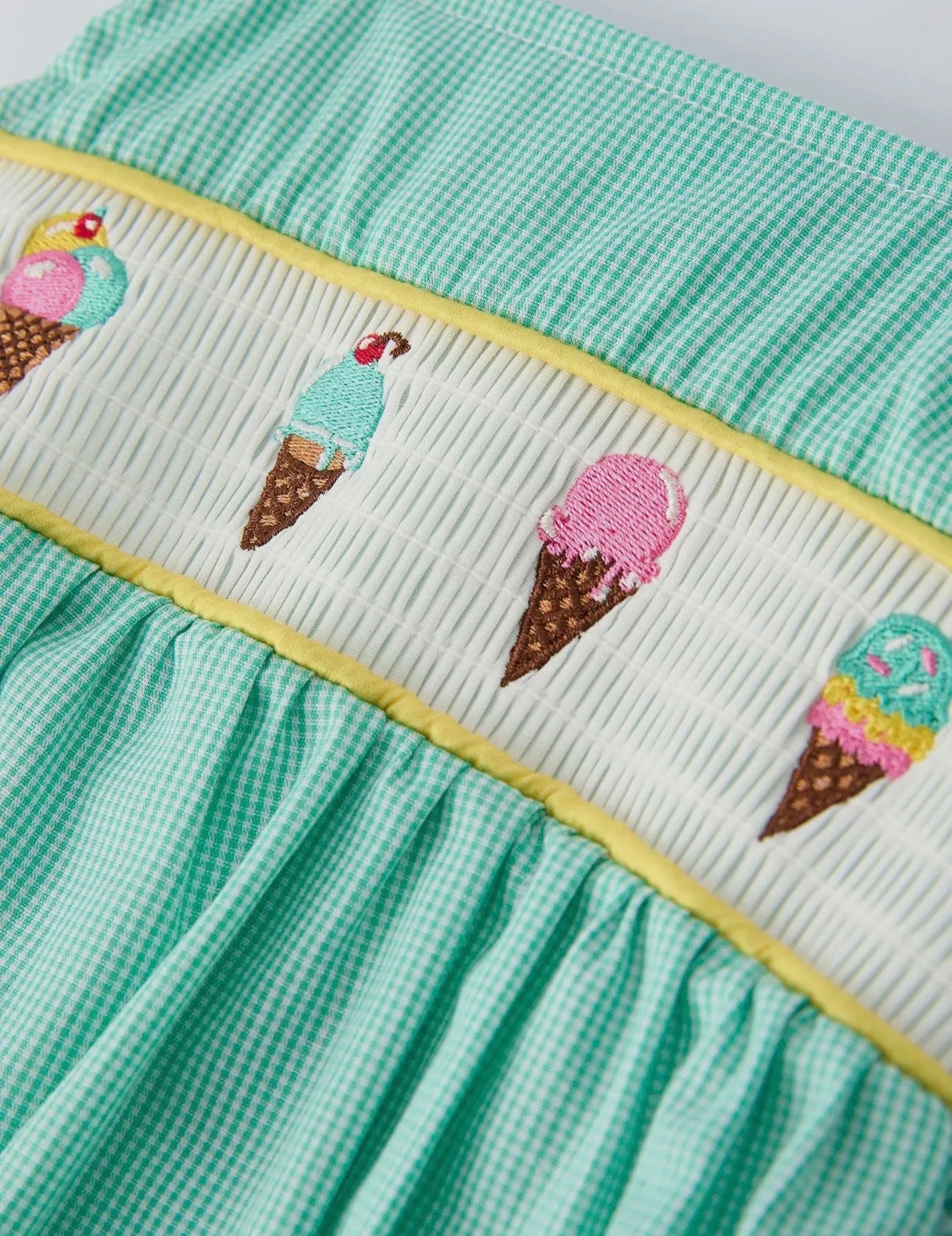 Ice Cream Embroidery Baby Girls Romper