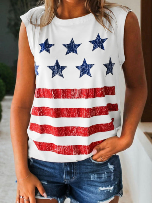 Vintage Stars & Striped Printed Casual Tank Top