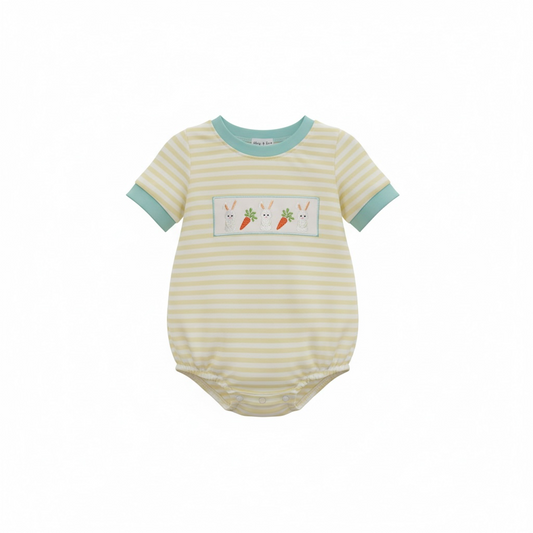Boys Yellow Striped Bunny Romper