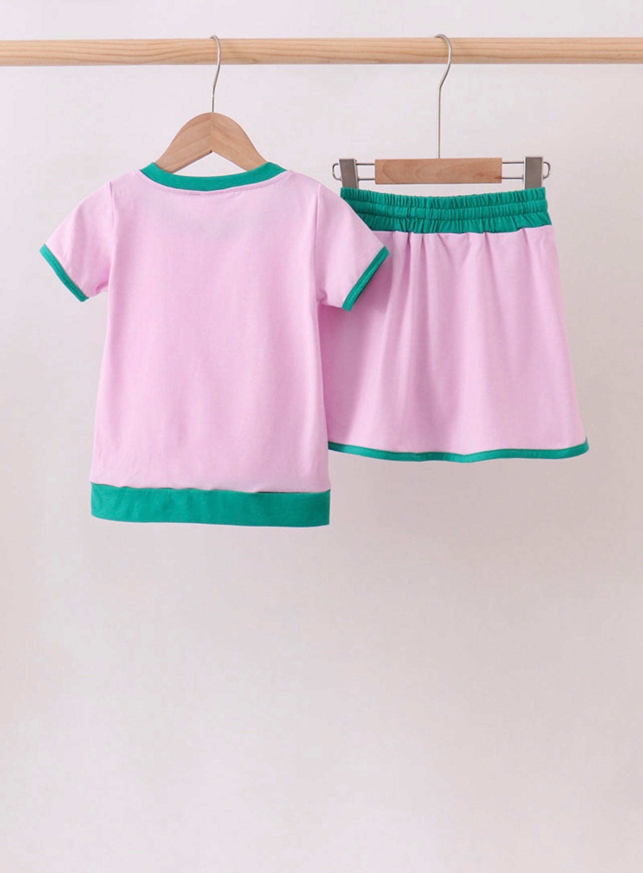 Pink Color Block Ringer Skort Set
