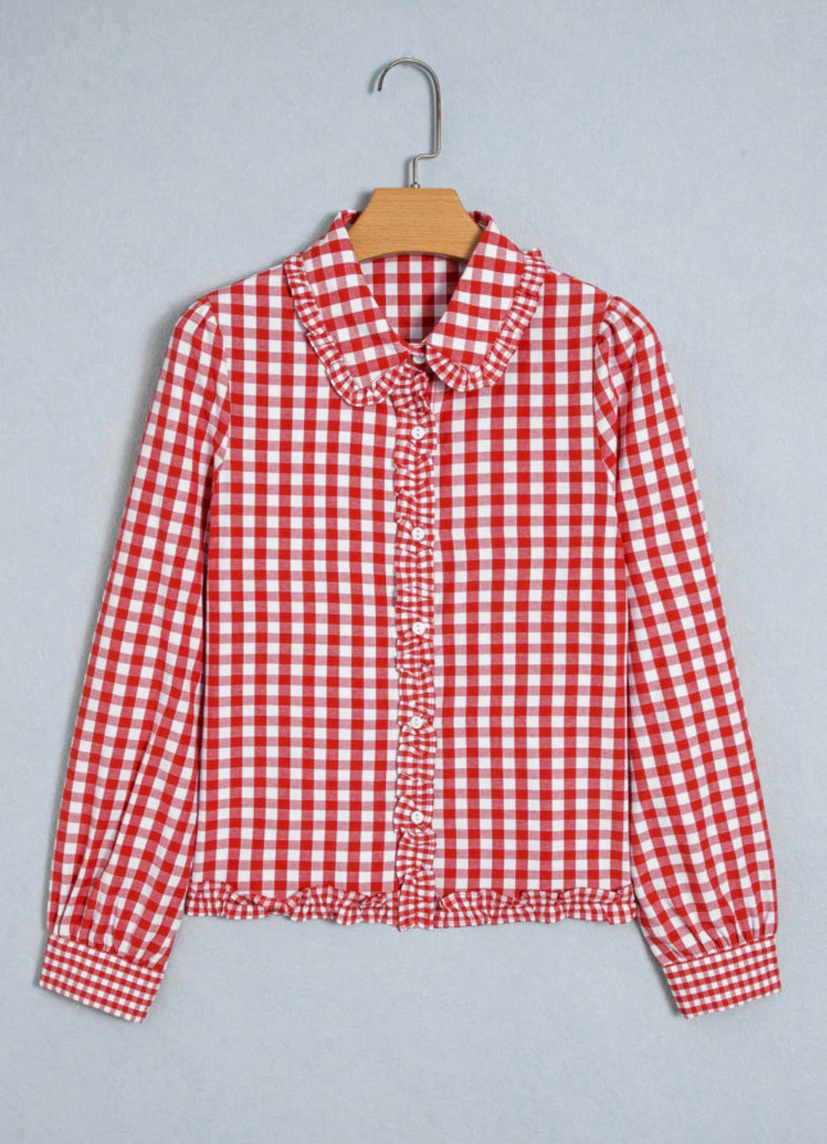 Red Plaid Long Sleeve Button Down Shirt