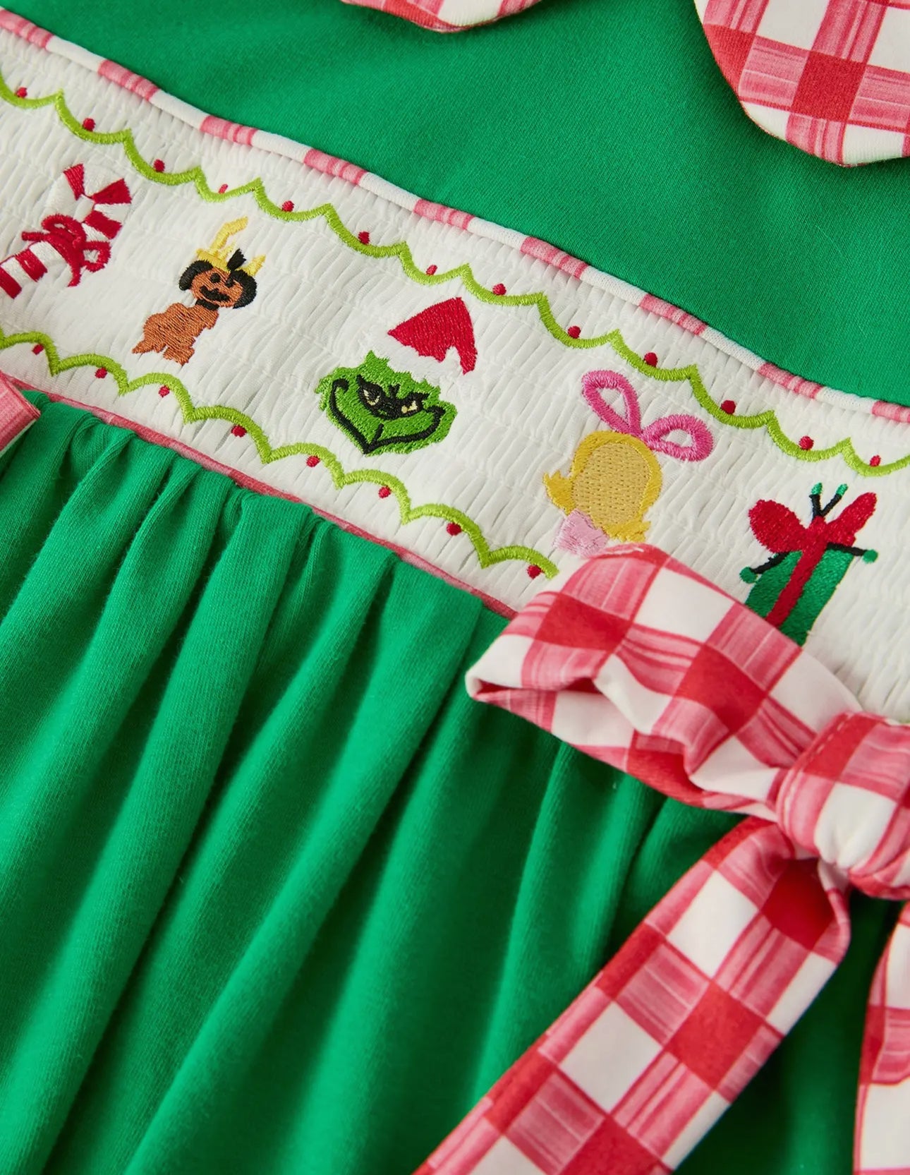 Christmas Character Candy Embroidery Green Set