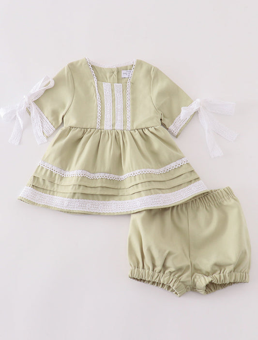 Sage Lace Ruffle Set