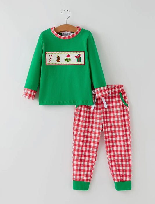 Christmas Character Candy Embroidered Boys Set