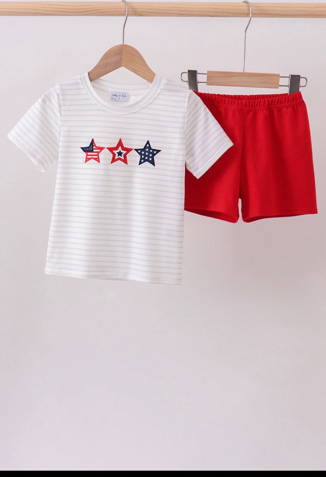 Red Star Appliqué Short Set