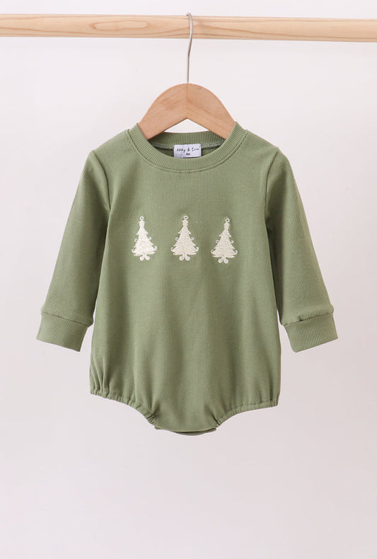 Green Christmas Tree Ribbon Embroidered Bubble