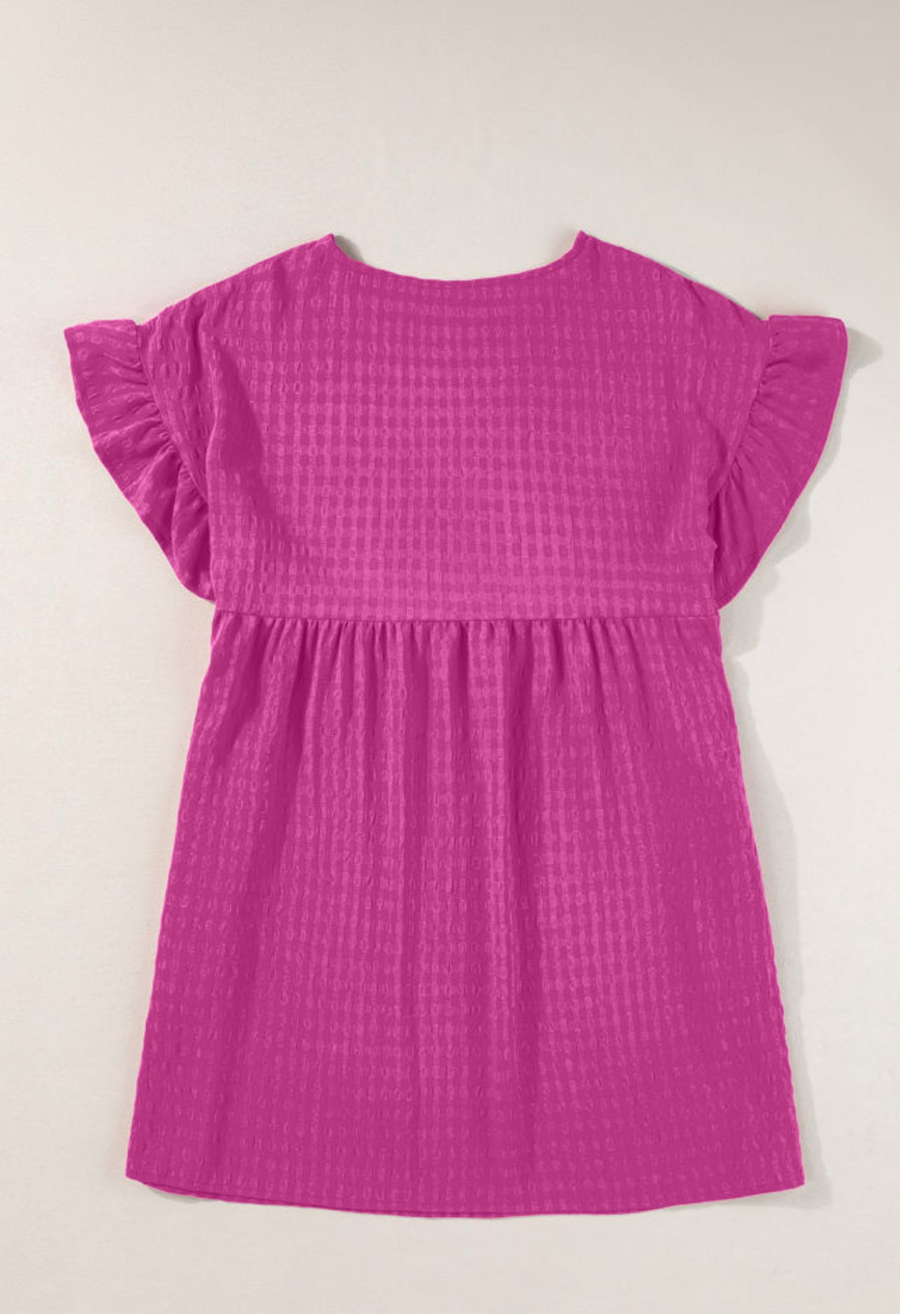 Red Rose Textured Short Sleeve Mini Dress