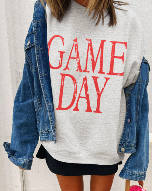 Red Vintage Washed Game Day Baggy Sweatshirt