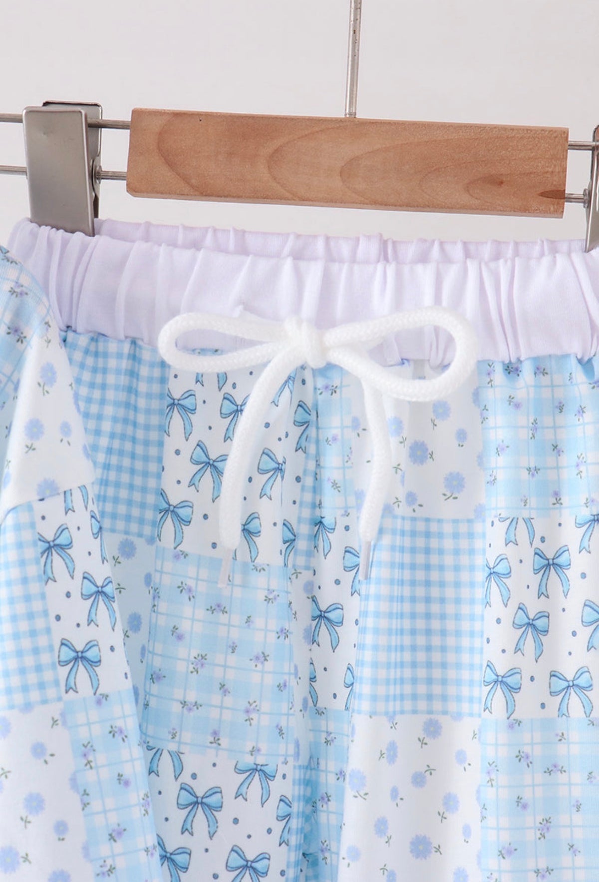 Blue Floral Checkered Bow Pant Set