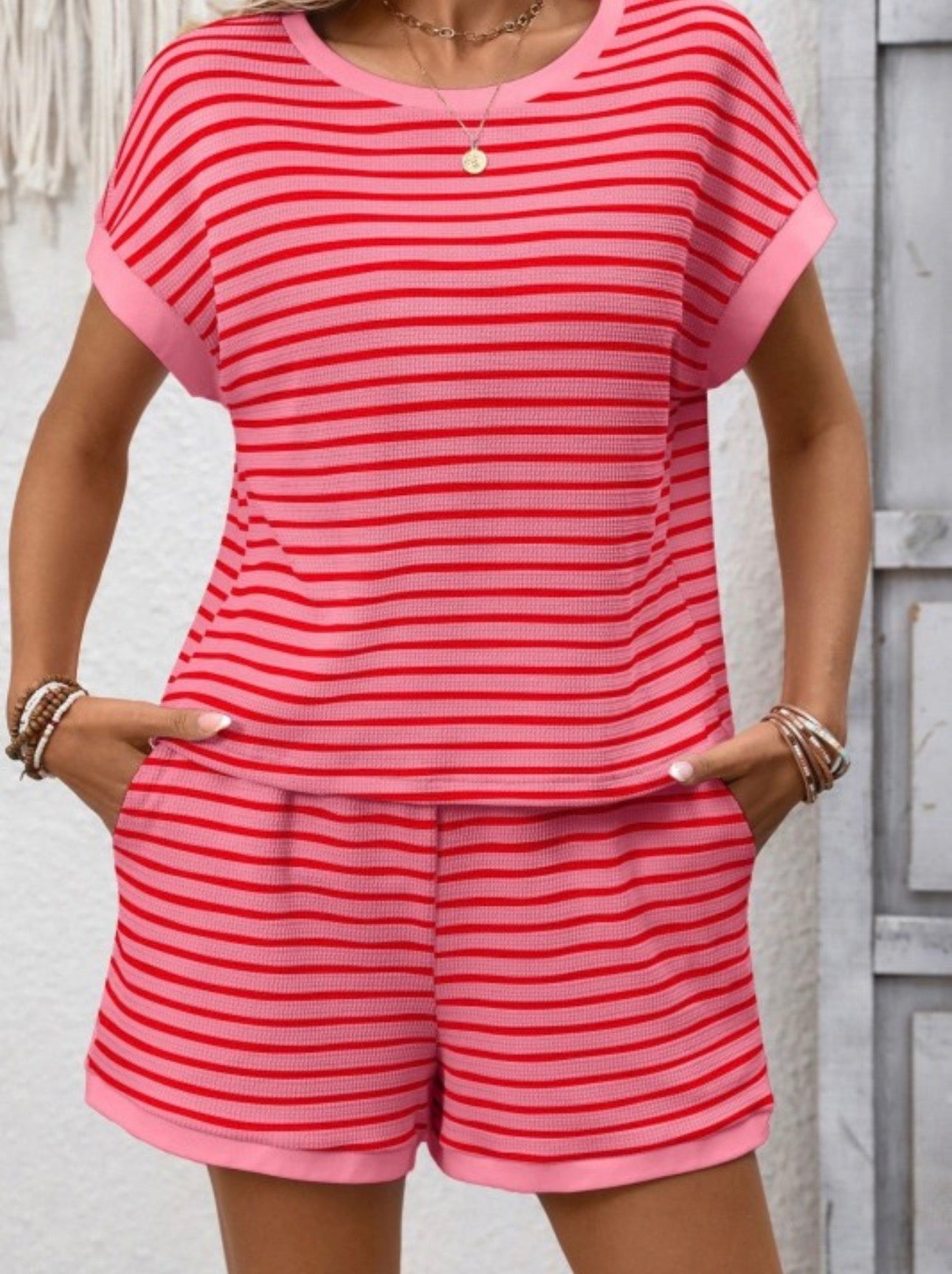 Red Striped Lounge Set