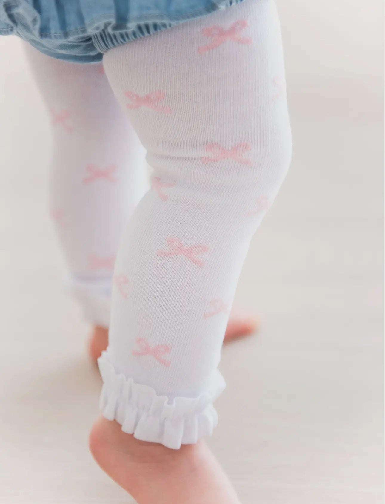 Rugged Butts Pink Bows Footless Ruffle Tights