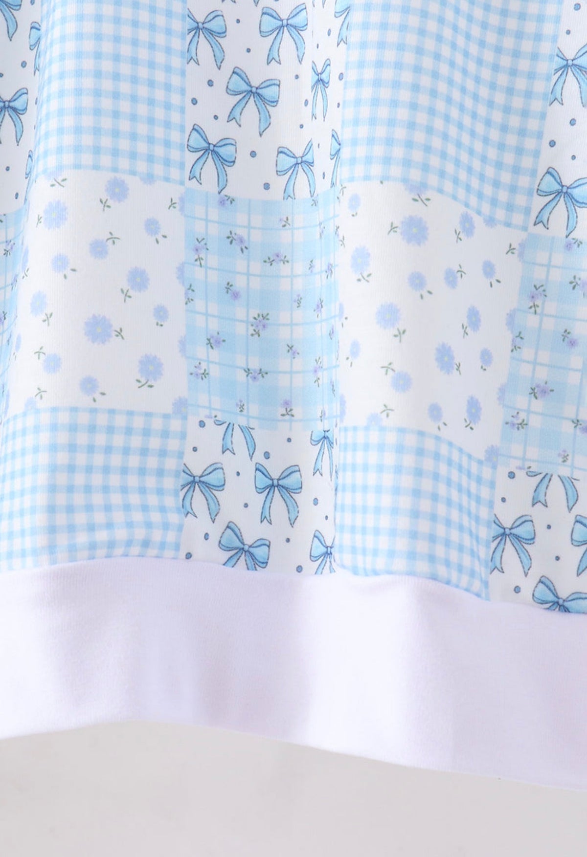 Blue Floral Checkered Bow Pant Set