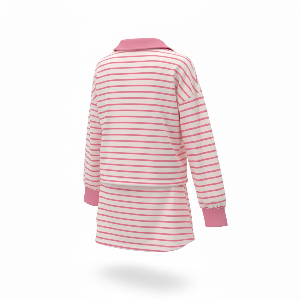 Girls Pink Striped Skort Outfit