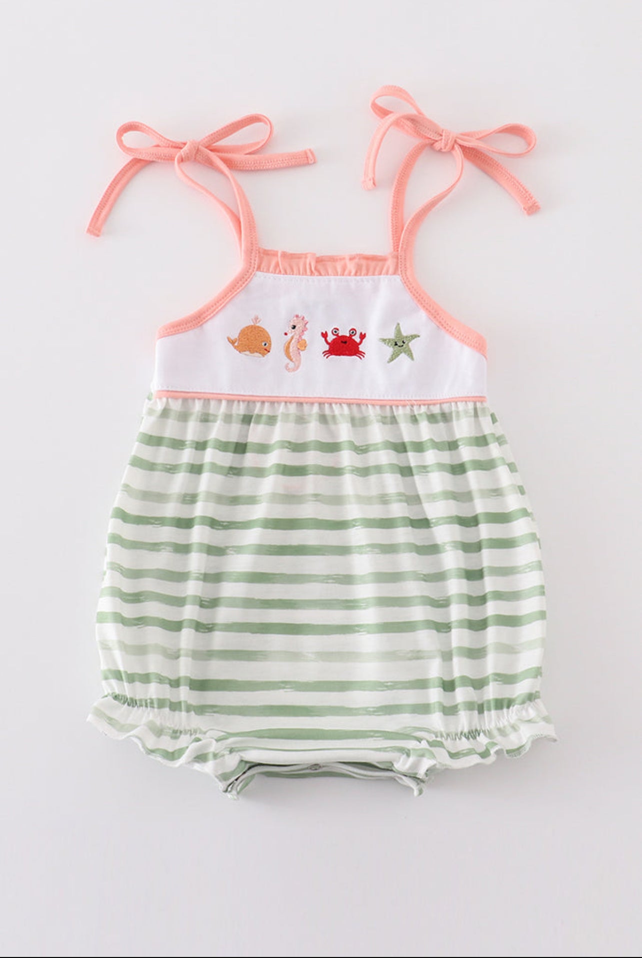 Green striped embroidered marine life bubble