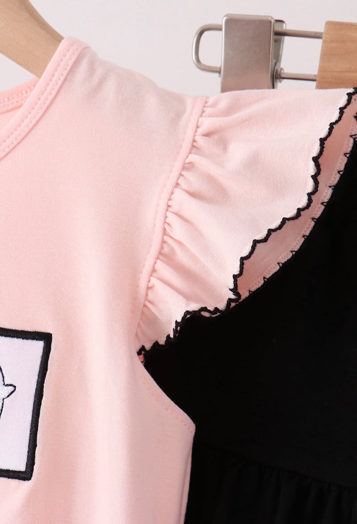 Pink Ghost Embroidered Ruffle Skort Set