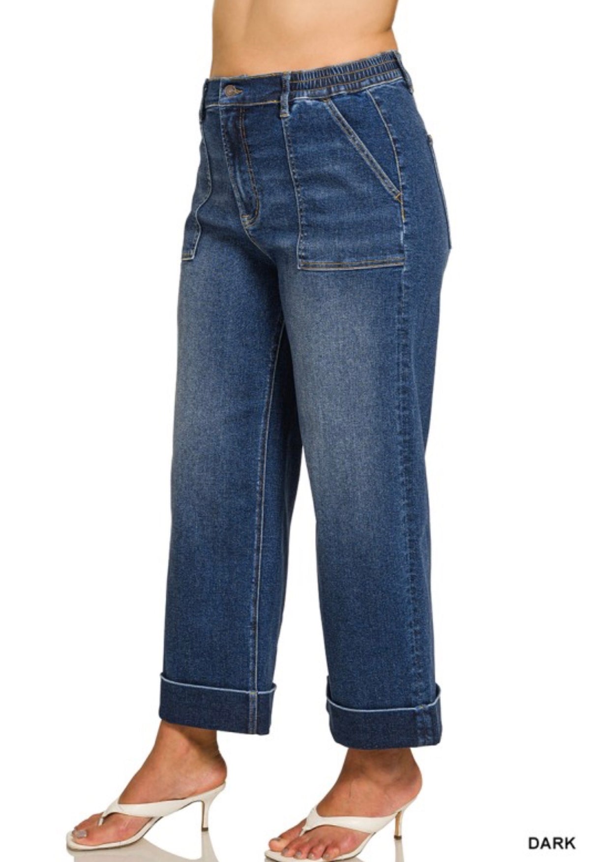 Zenana Washed Utility Pocket Jeans