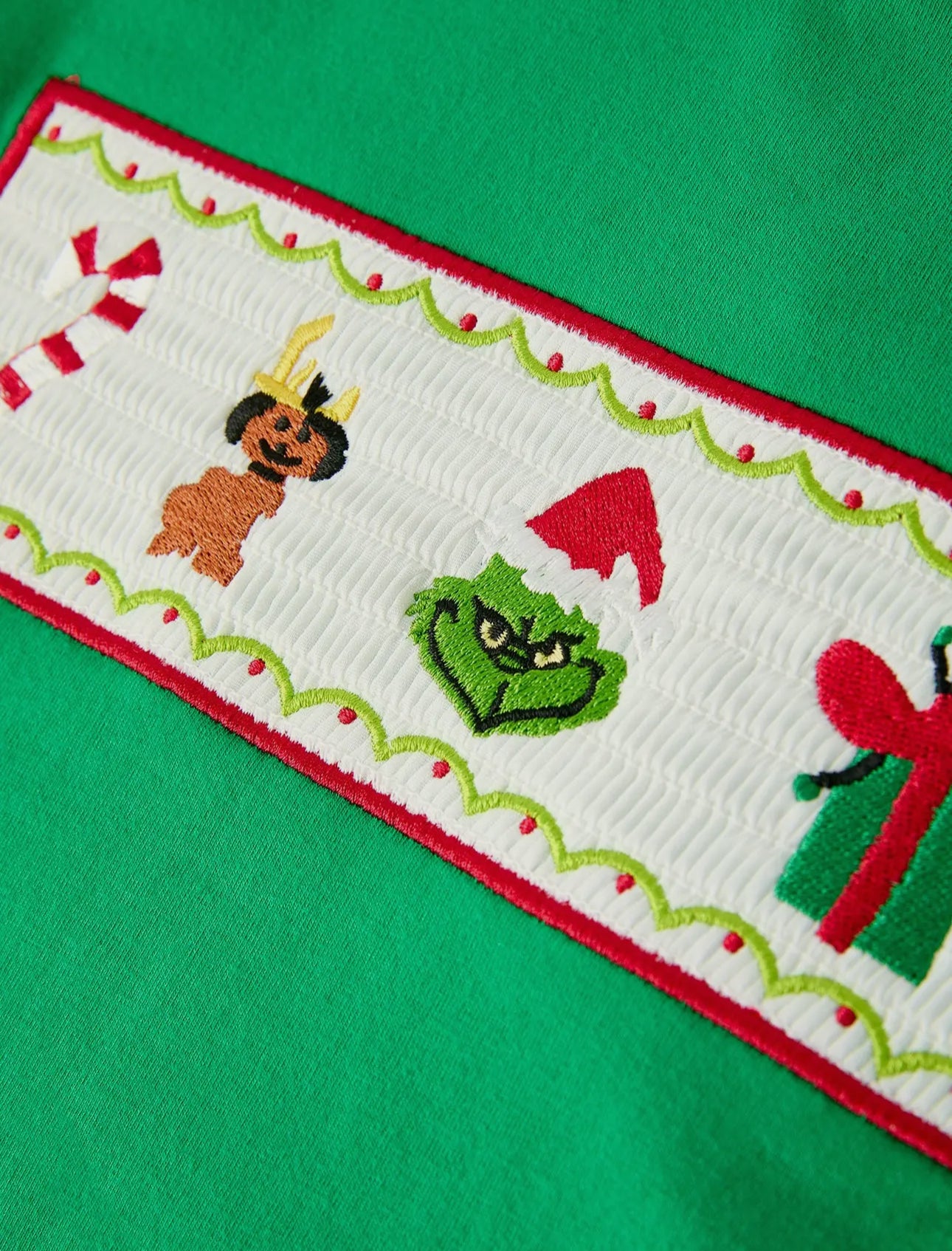 Christmas Character Candy Embroidery Green Set