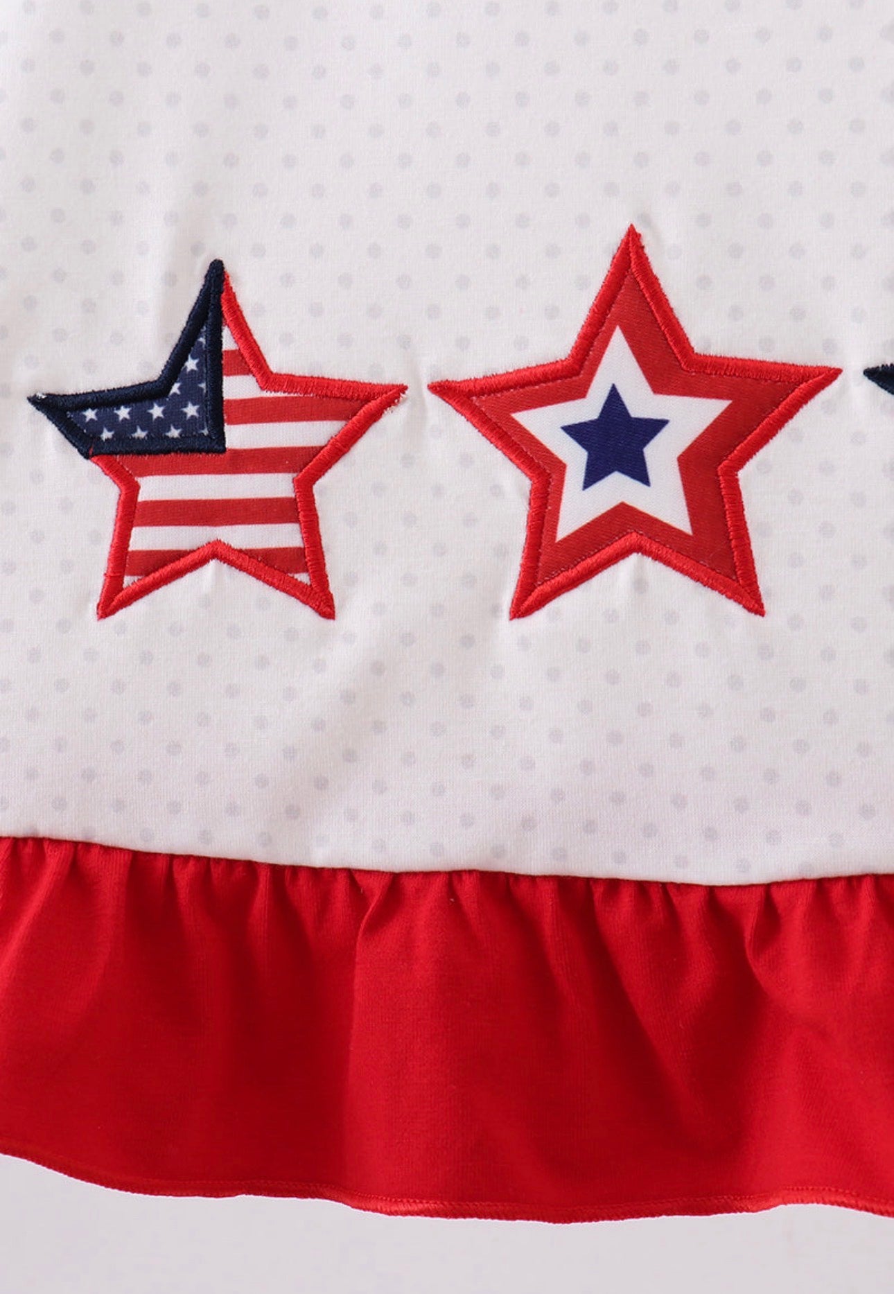 Red Star Appliqué Ruffle Dress