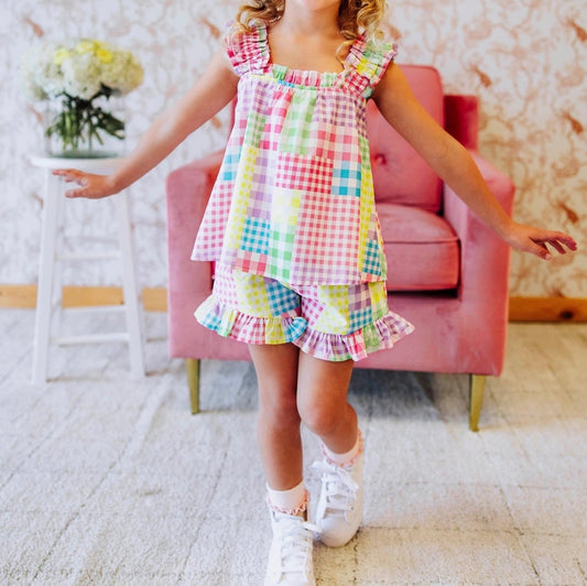 Patchwork Flowy Short Set