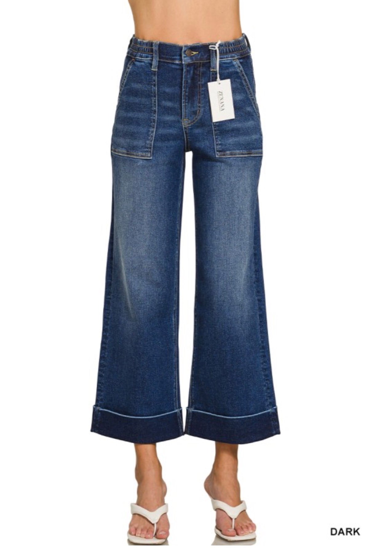 Zenana Washed Utility Pocket Jeans
