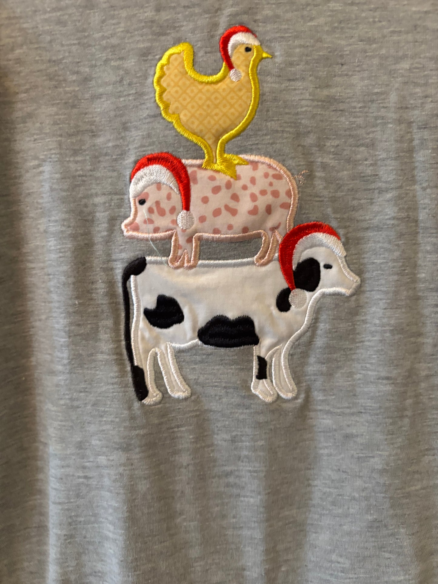 Gray Christmas Farm Animal Romper