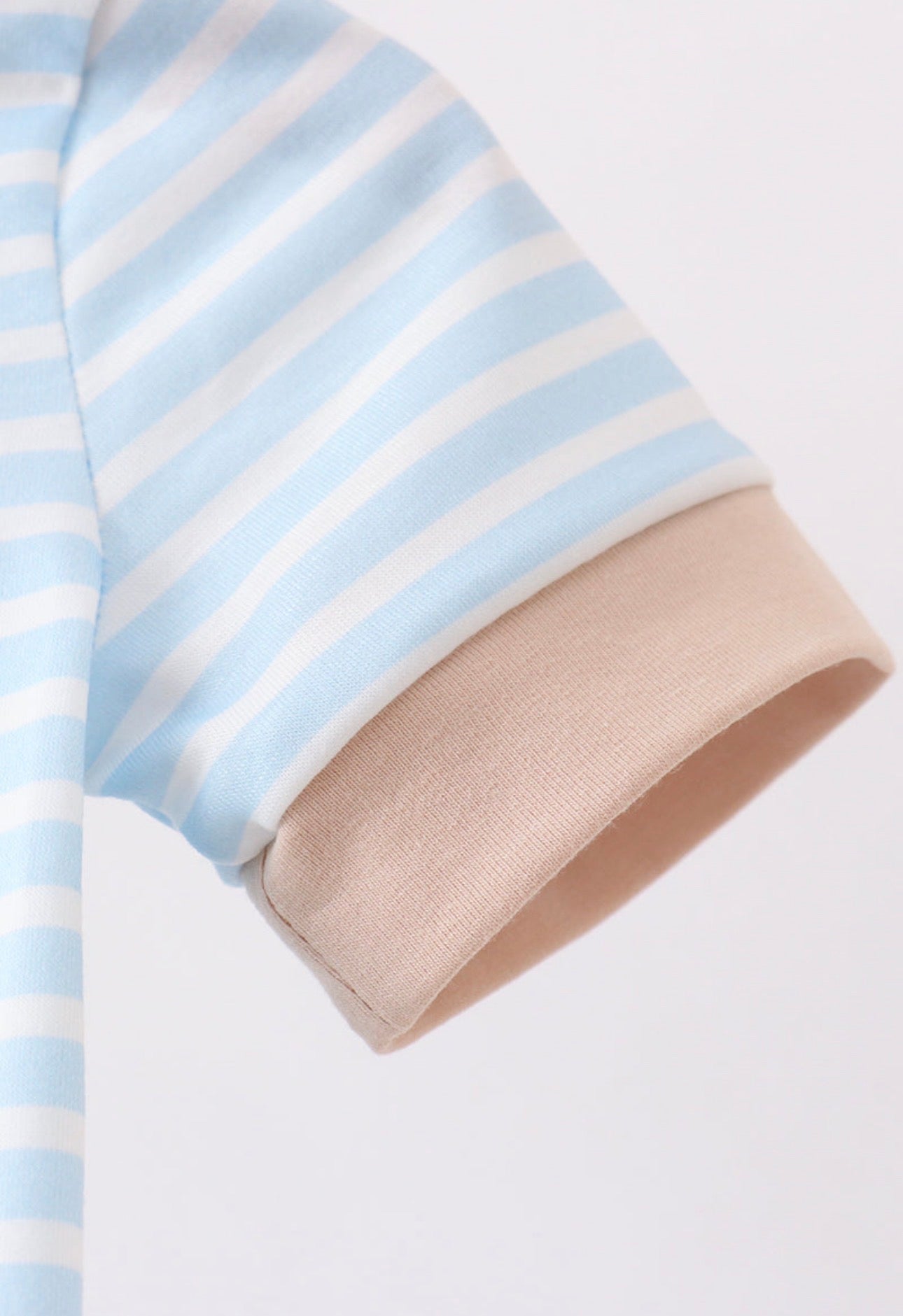Blue Puppy Ball Embroidered Striped Romper