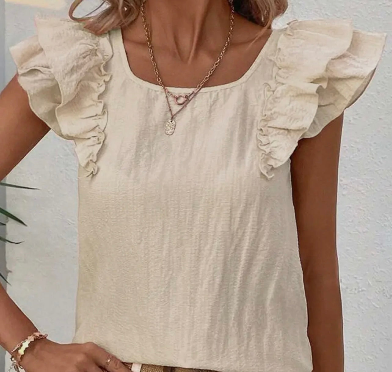 Bow Butterfly Sleeve Textured Spring Blouse