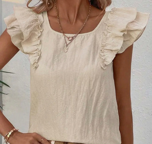 Bow Butterfly Sleeve Textured Spring Blouse