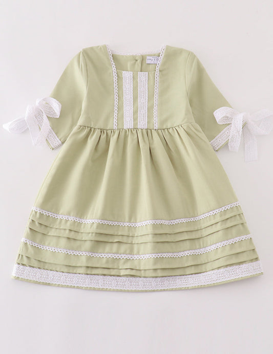 Sage Lace Ruffle Dress