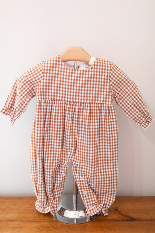 Brown Gingham Romper
